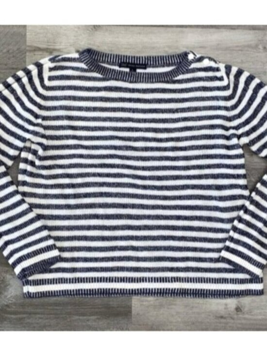 Brooks Brothers Sweaters - 346 Brooks Brothers Sweater Womens Large Blue White Stripe Nautical Knit Crew